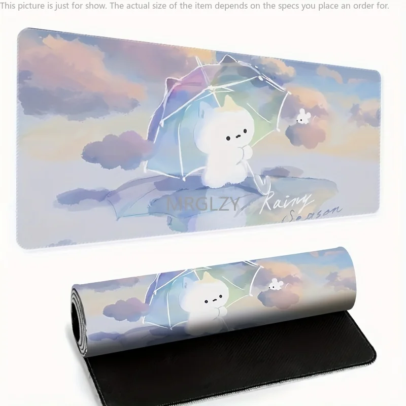 Alfombrilla de ratón con diseño de gato bonito, Base de goma grande, antideslizante, accesorios de escritorio para PC, alfombrilla de ratón para oficinas y teclado de jugador, alfombrilla decorativa