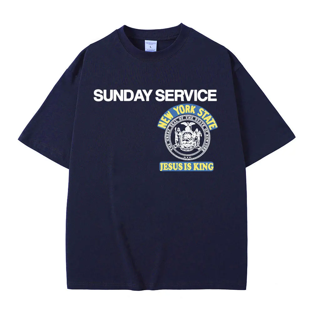 Rapper Kanye West Sunday Service Jesus Is King T-Shirt im gleichen Stil, bedruckt, Herren Hip-Hop Oversize T-Shirts, Herren 100% Baumwoll-T-Shirt – Detail 4