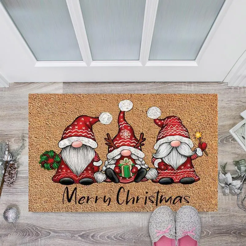 Christmas Welcome Gnome Doormat Front Porch Floor Rugs Welcome Mat For Home House Entrance Living Room Bedroom Decorations