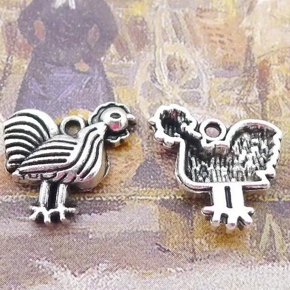 

20Pcs 14*15mm Antique Silver Charms Cock Animal Pendant for DIY Jewelry EF3840