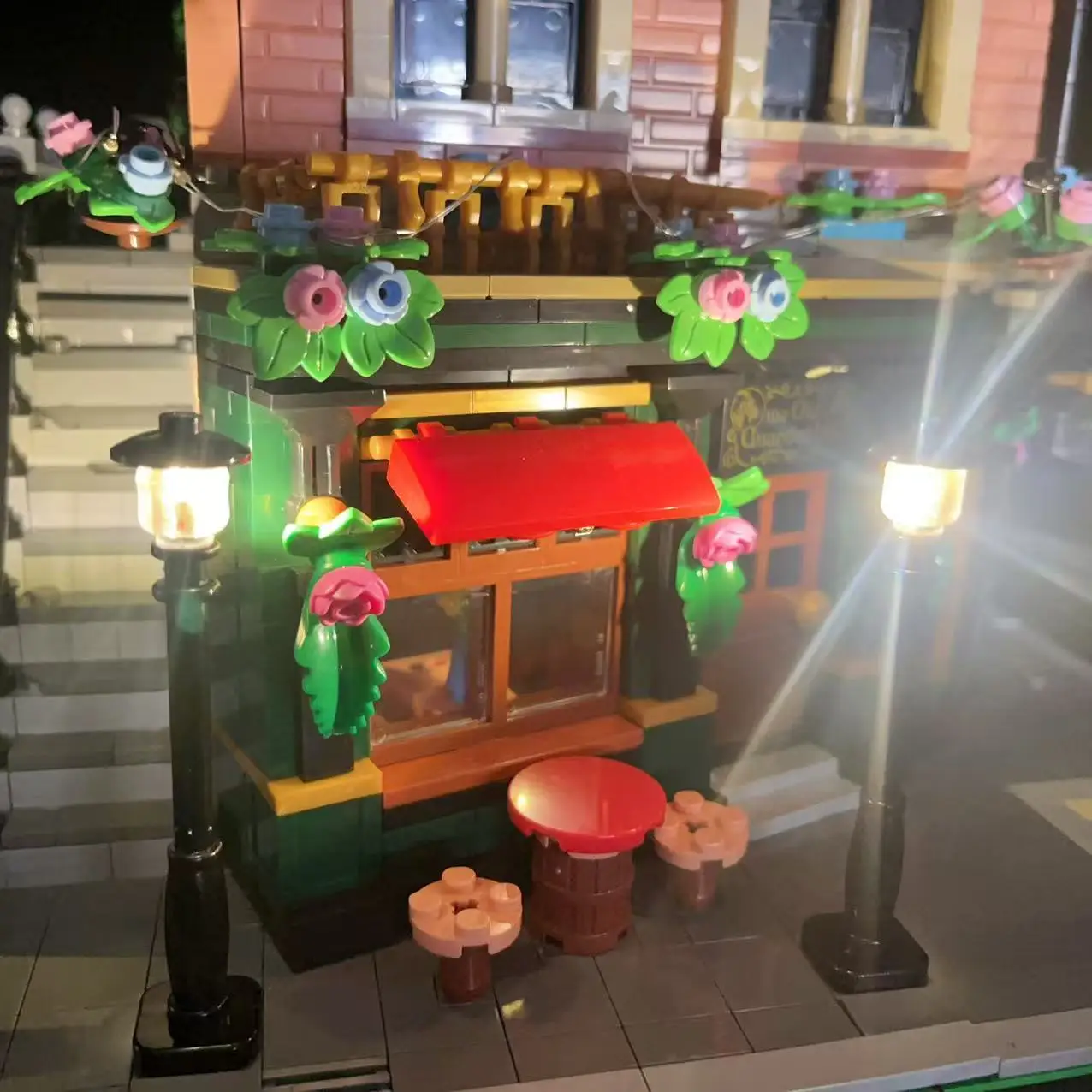 10 قطعة ضوء شارع المدينة Led مصباح مكعبات البناء MOC متوافق مع الطوب مدعوم كابل USB (باستثناء البطارية)