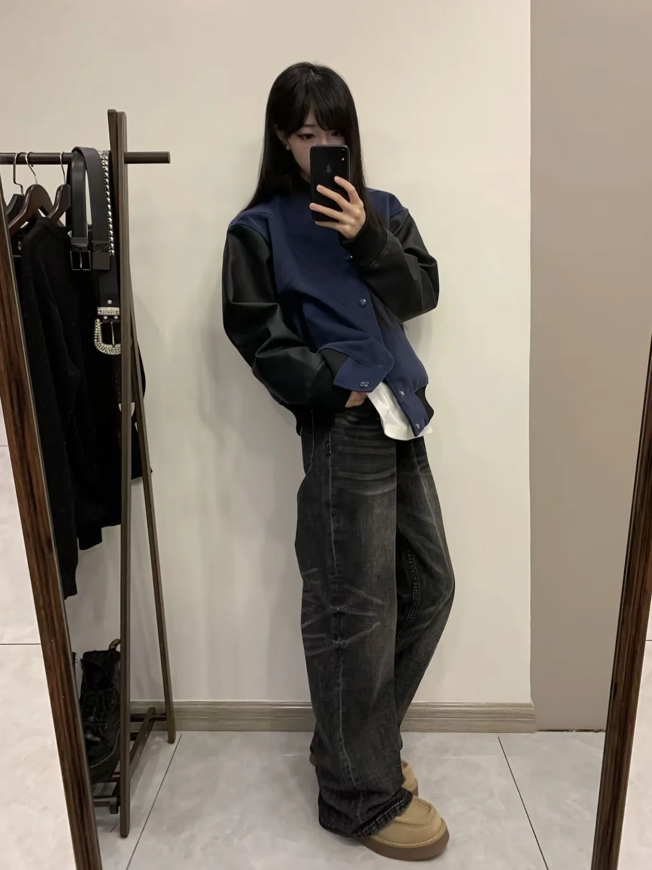 미국식 스트리트 스타일 패치워크 가죽 스웨이드 울 야구 재킷 남녀 공용 가을 겨울 캐주얼 다용도 출퇴근용 ...