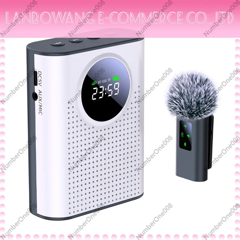 Portable Wireless Speaker Personal PA System with Lavalier Mic Rechargeable Anti-Howling Amplifier for Teacher Tour Guide