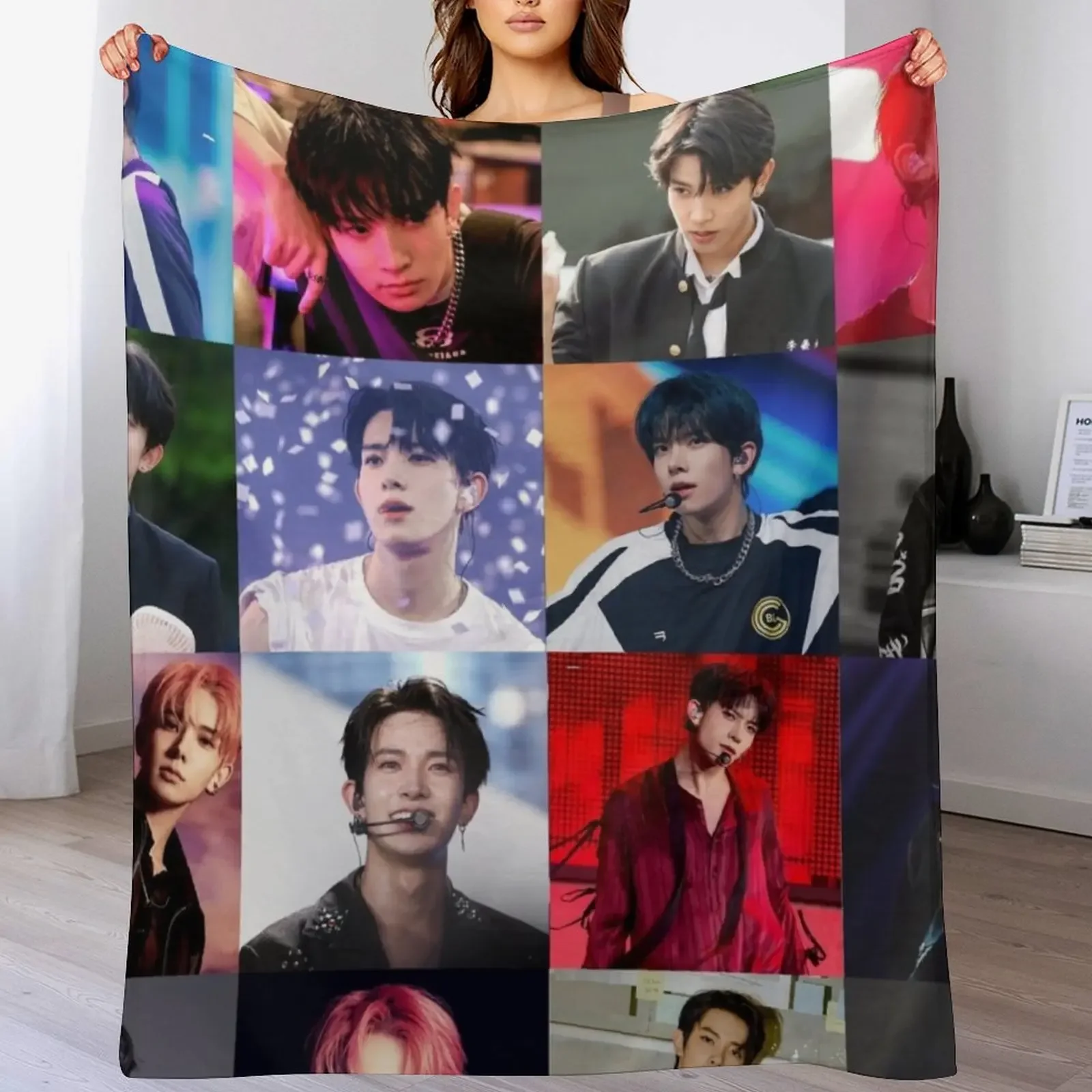 

Heeseung Collage Throw Blanket Spring Fall Cozy Throw Blanket for Couch