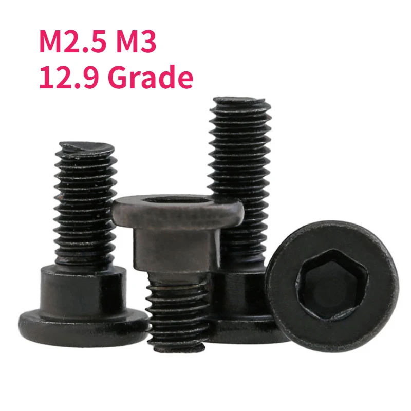 10/20/50/100pcs M2.5 M3 Black 12.9 Grade Carbon Steel Step Hex Hexagon Socket Screw Allen Shoulder Bolts