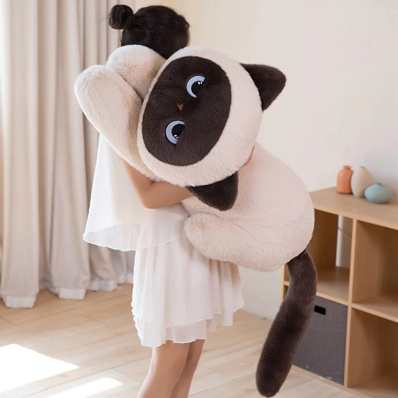 New 60/90cm High Quality Puppets Cats Doll  Lie Prone Posture Soft Toys Adorable Cartoon Baby Soothing Birthday Hallowmas Gifts