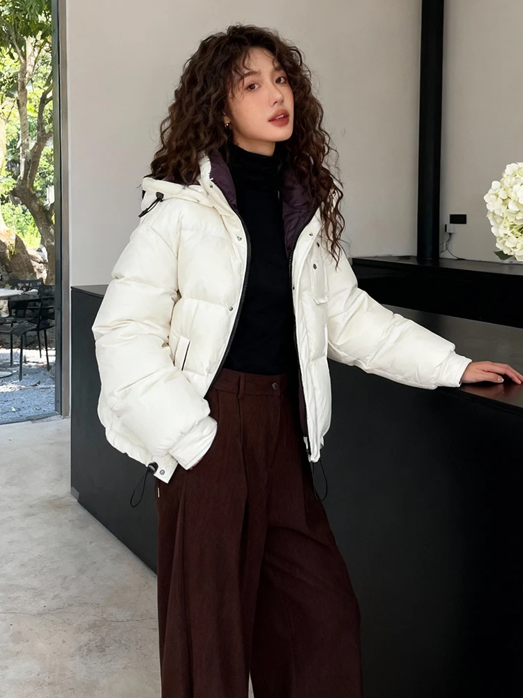 Korean Sle Commuter Thiened Warm Zipper down Cotton Jaet Women's Winter Lazy Sle Anti-Aging Outerwear Coat