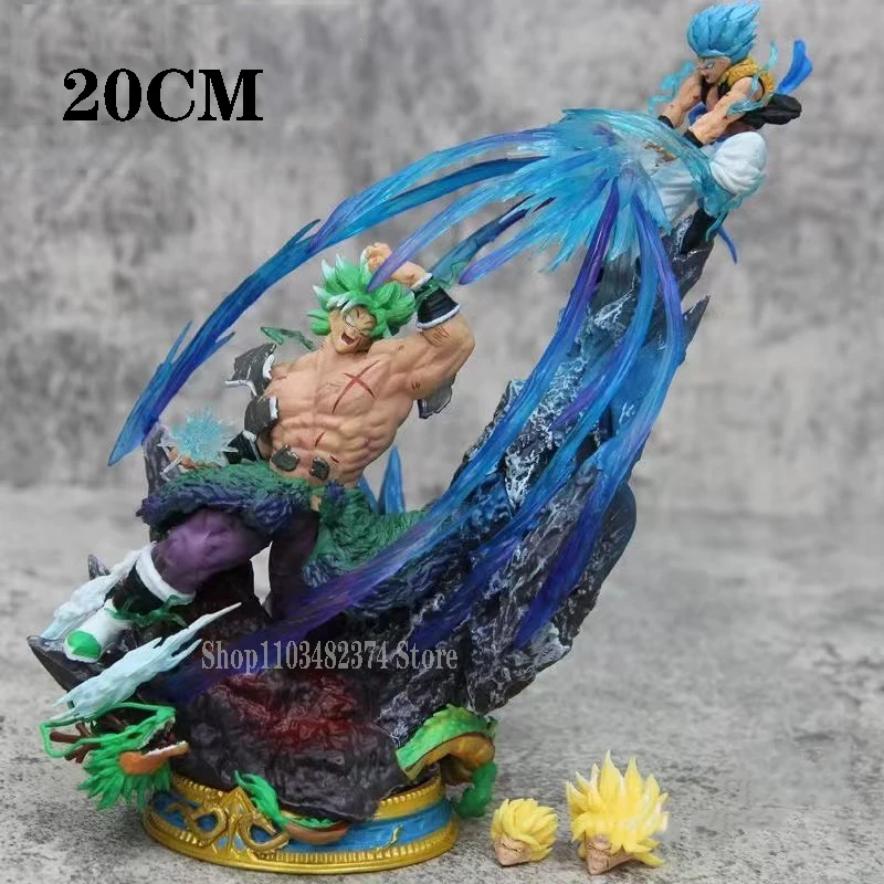 

20cm Anime Super Saiyan Broli Action Figure Dragon Ball Z Figurines Broly VS Gogeta Statue Gk Model PVC Collection Decora Toys