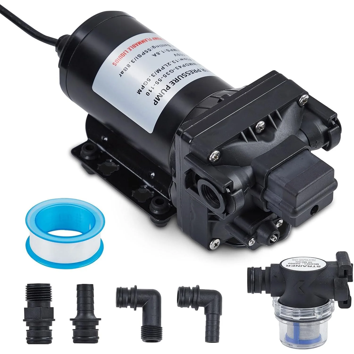 50/55/70 رطل لكل بوصة مربعة مضخة ضغط المياه 3.5/5/5.5 GPM الذاتي فتيلة مضخة الحجاب الحاجز 110 فولت/115 فولت التيار المتناوب ل RV حديقة الري البحرية يخت