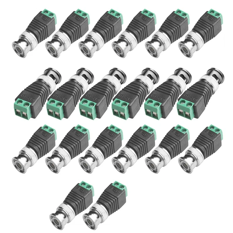 BNC Male Balun Connector 20Pcs Coaxial Cat5 To BNC Male Connector For CCTV Surveillance Video Cameras BNC Male Connector