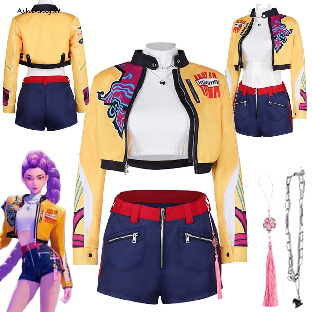 

2025 Cartoon Demon Hunter of KPop Cosplay Rumi Top Pants Disguise Roleplay Costume Outfits Halloween Carnival Suits For Women