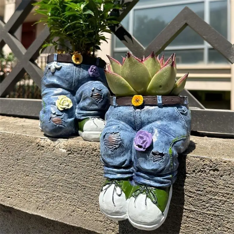 Resin Jeans Planter Resin Jeans Decorations Jeans Flower Succulents Pots C5AD