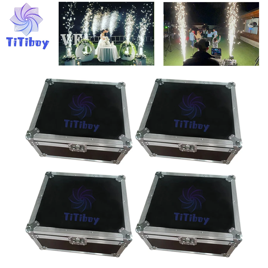 0 Tax 4Pcs Roadcase For Ti Powder 600W Cold Spark Machine DMX Remote Cold Fireworks Fountain Spark Stage Sparkular Machine