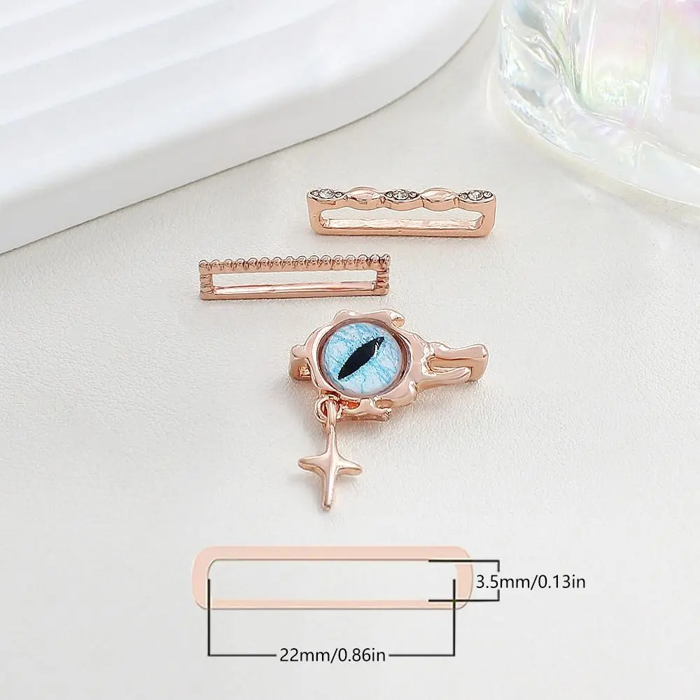 สายรัดโลหะตกแต่งแหวนเครื่องประดับเพชรสร้อยข้อมือตกแต่งตาสีฟ้า Charms เครื่องประดับสําหรับ Apple Watch Band
