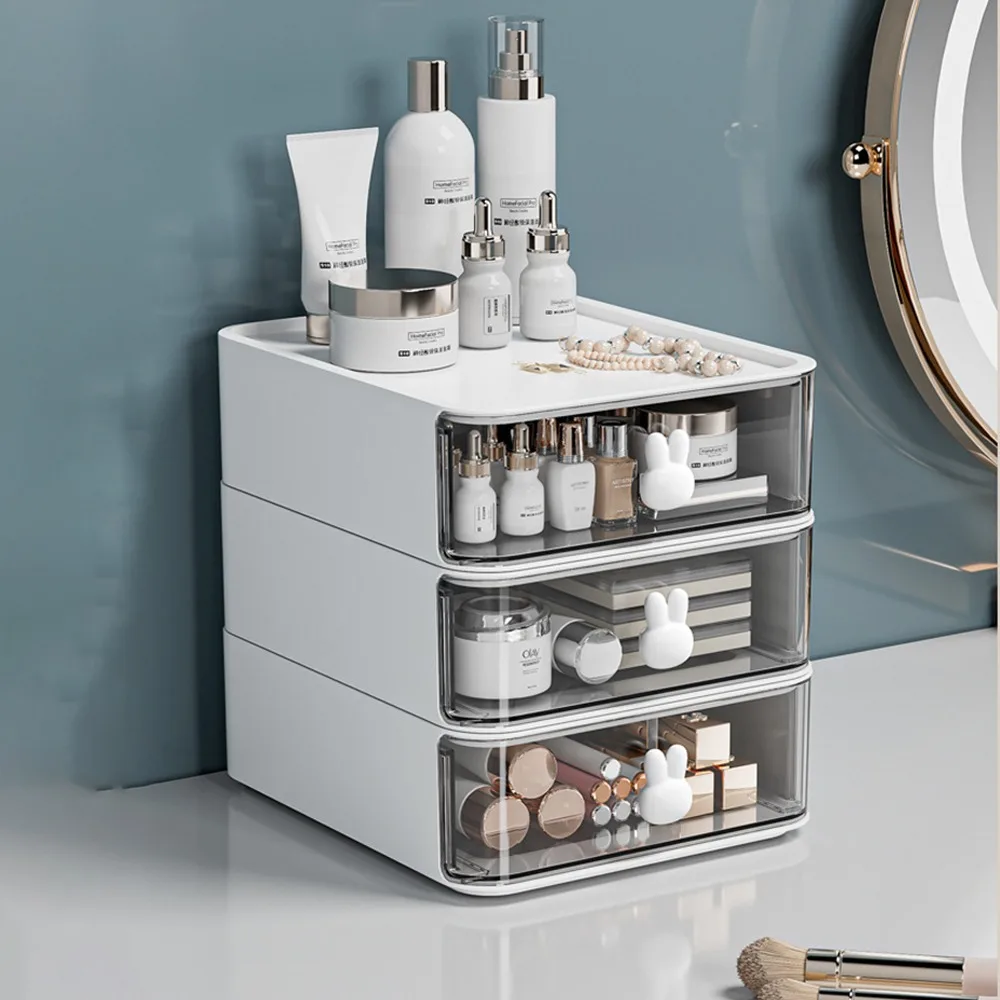 HIPS Desktop EvaluPP-Boîte de Rangement de Grande Capacité, Support avec Mallette de Rangement Transparente MELCosmetics