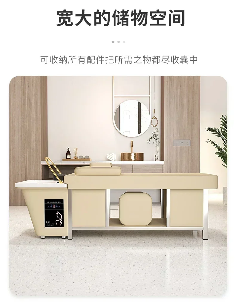 Thai style shampoo bed. Stainless steel frame, intelligent, constant temp., water circulation. For barber shop.