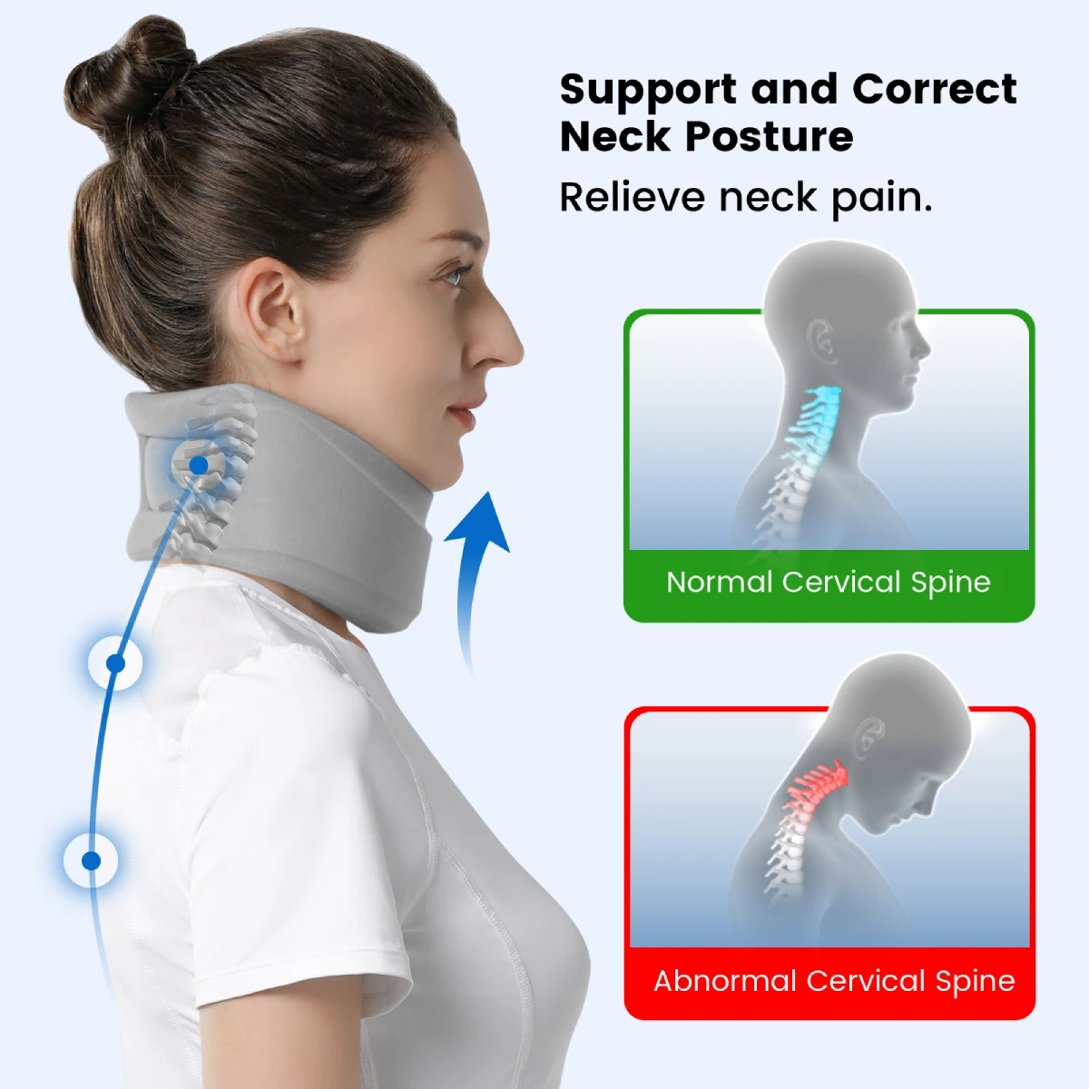 VELPEAU Neck Brace for Pain Relief and Strong Support Soft and Adjustable Orthopedic Cervical Collar for Sleeping, Snoozing