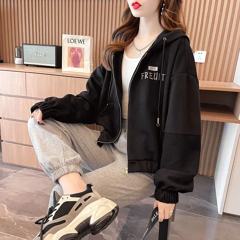 Autumn Women\'s Clothes Zip Up Clothing Korean Streetwear Hoodie Demi-season Autumn Coat for Women 2024 Jacket Hooded Sweatshirt