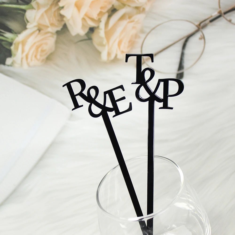 12/30/50/80PCS Personalized Drink Name Stirrers Swizzle Sticks Cocktail Party Bar Stir Sticks Wedding Party Drink Sticks JBB10