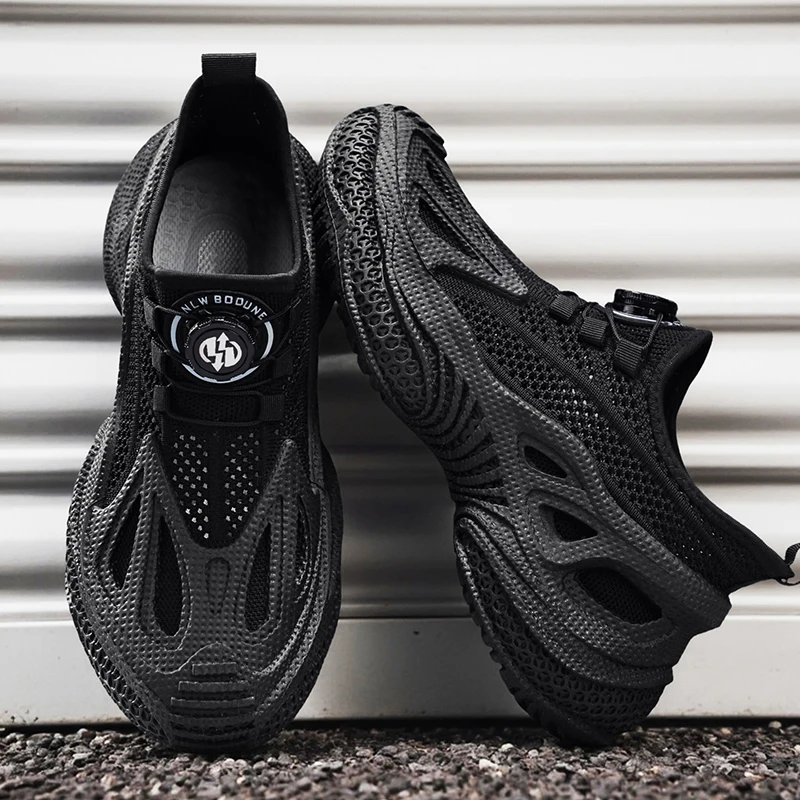 

Men Breathable Mesh Twist Lock Casual Shoes Platform Non Stuffy Lightweight Office Walking Sneakers