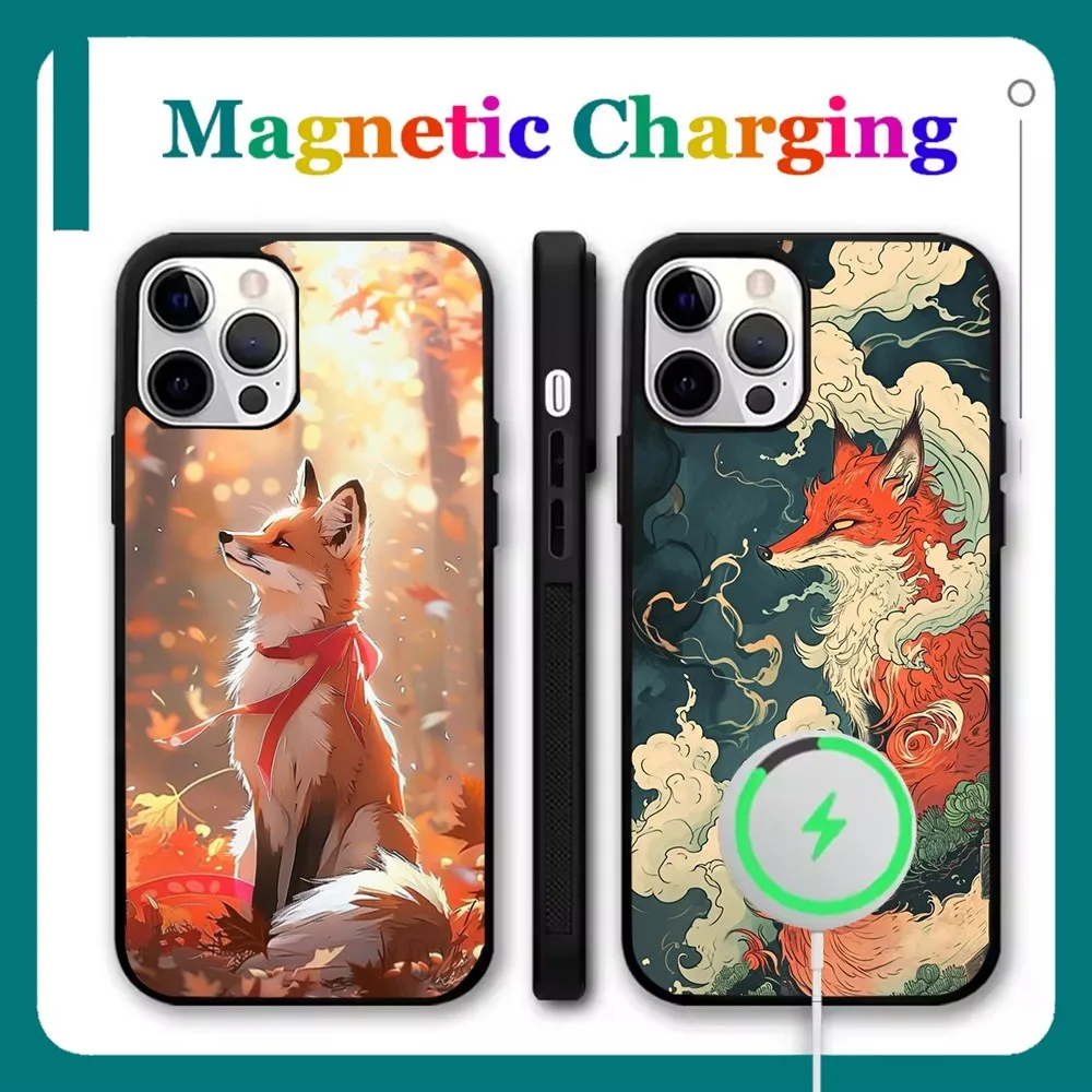 

Cute Cartoon Animal Fox Phone Case For iPhone 16,15,14,13,12,11,Pro,Max,Plus,Mini,SE New Magsafe Magnetic Wireless Charging