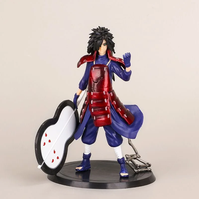 18cm NARUTO Anime Figure Model Doll Uchiha Madara Fighting PVC Statue Orochimaru VS Hiruzen Battle Kakashi Sasuke Model Toy