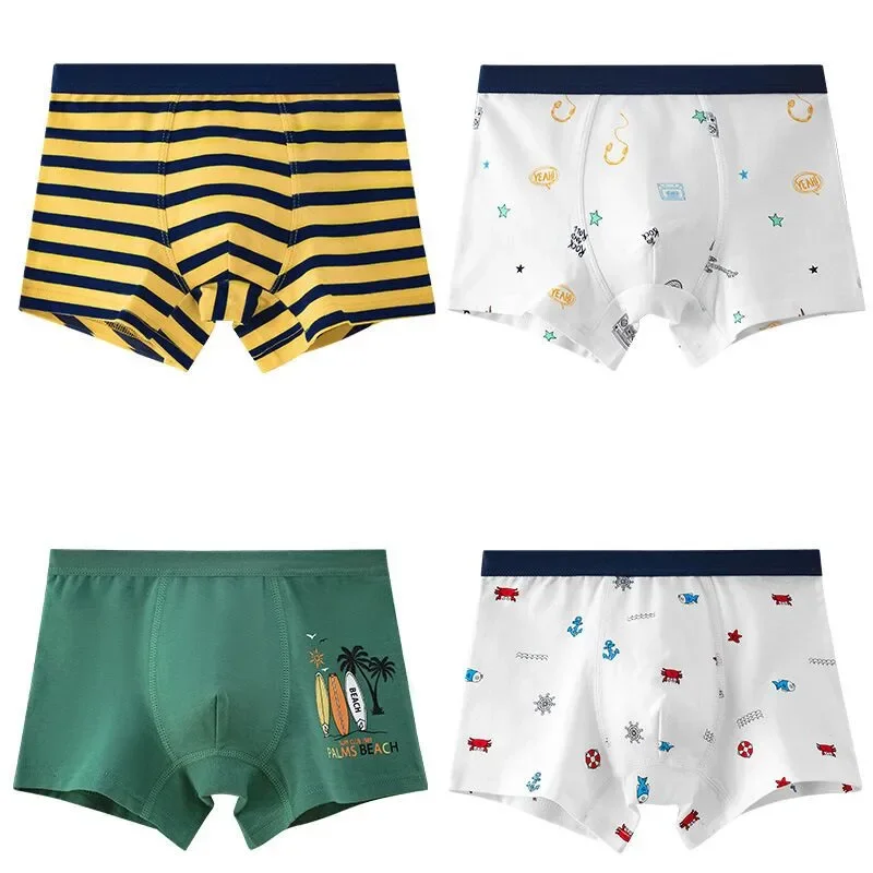 4 pz/lotto Boxer per ragazzi intimo per bambini spogliato blu Navy Cato mutande boys'abbigliamento