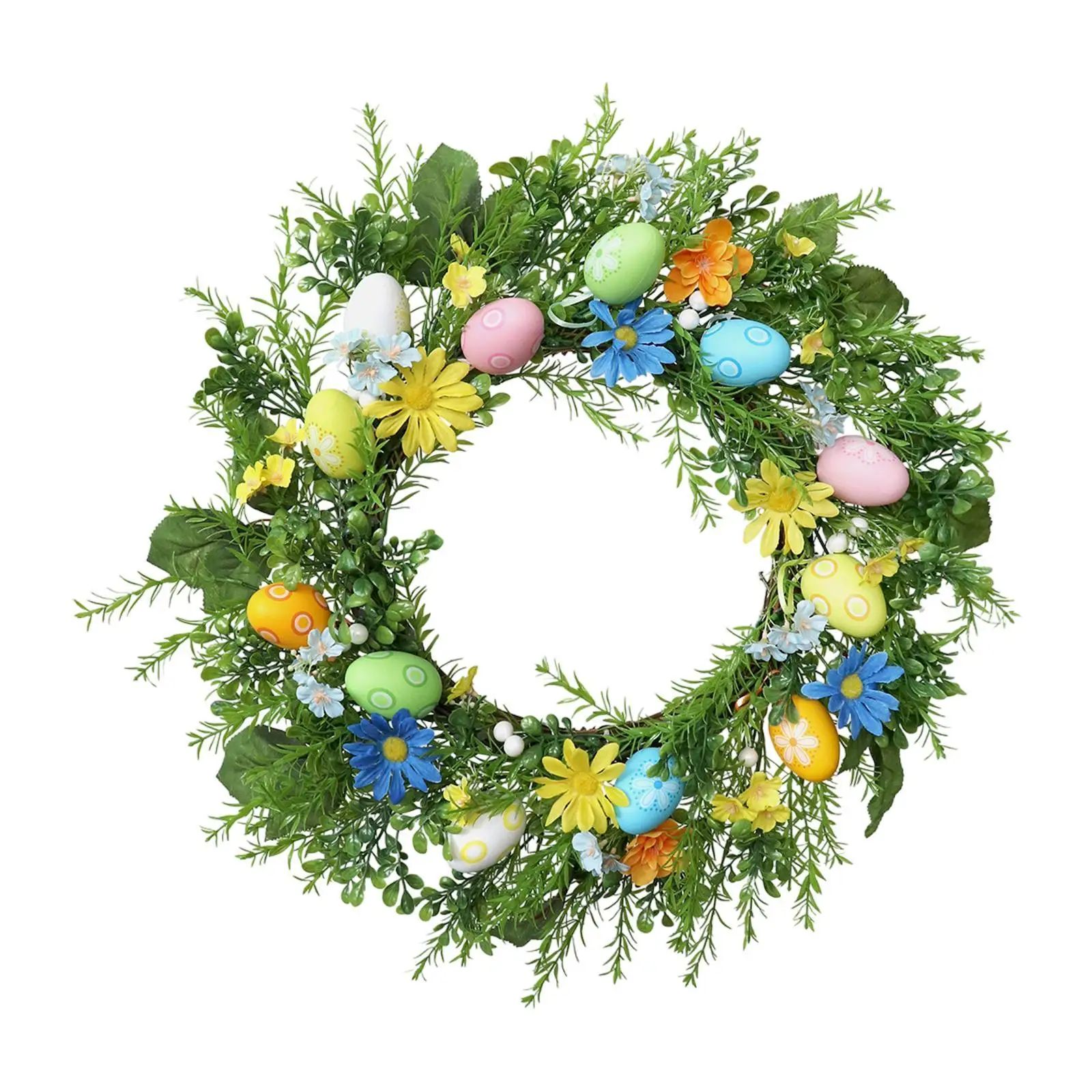 

Easter Wreath for Front Door Hanging Decoration Backdrop Green Leaves Wreath