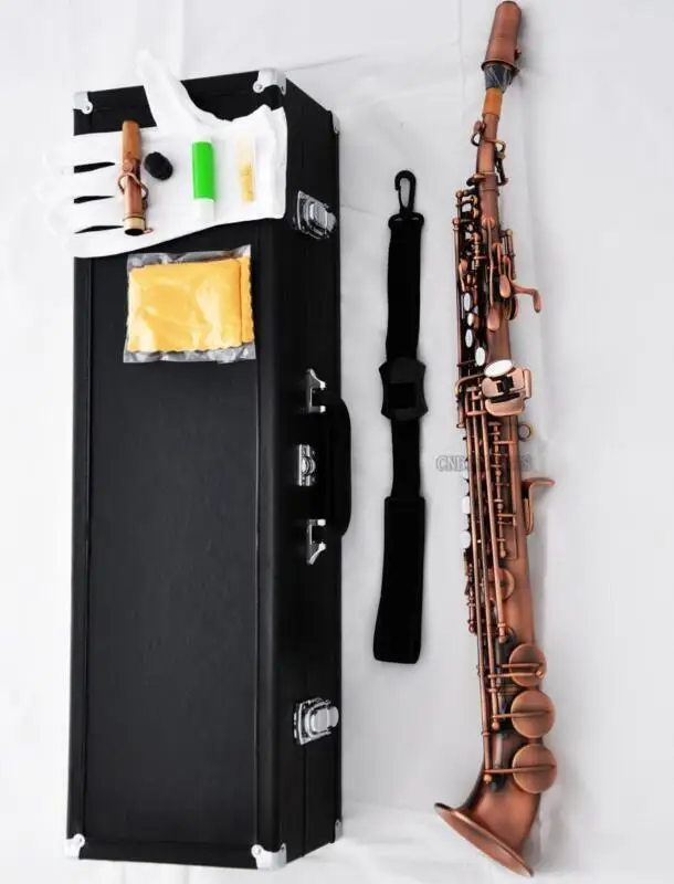 

Professional Red Antique Soprano Saxello saxophone Sax High F# G Key New