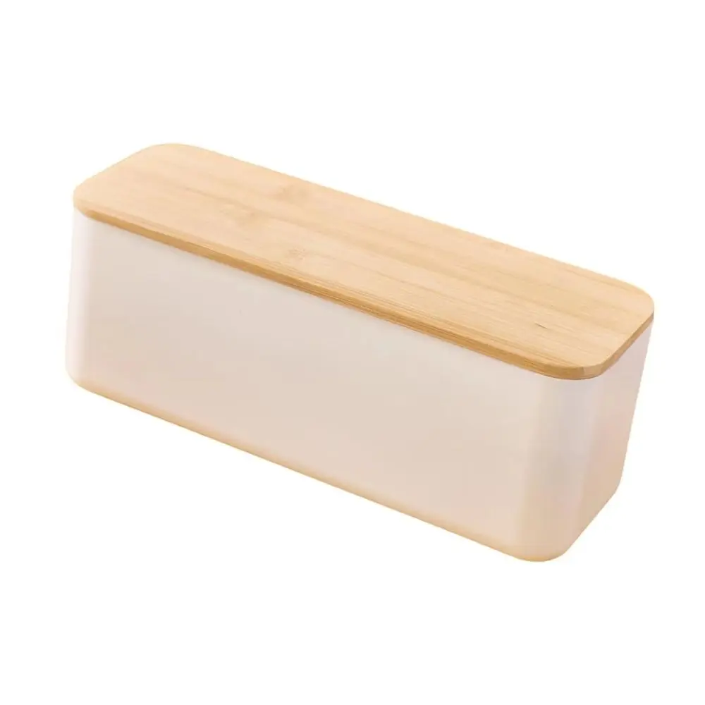 Cutting Board Lid Bread Box With Wooden Lid Bamboo Lid Rectangular Shape Food Storage Container Fresh Keeping Space Saving
