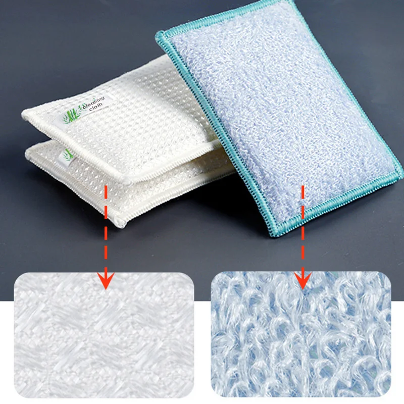 إسفنجة لغسيل الأطباق من ألياف الخيزران ، خالية من الزيت ، لوحة تنظيف ، تنظيف منفضة ، مسح الخرق ، فرشاة تنظيف منزلية على الوجهين #5