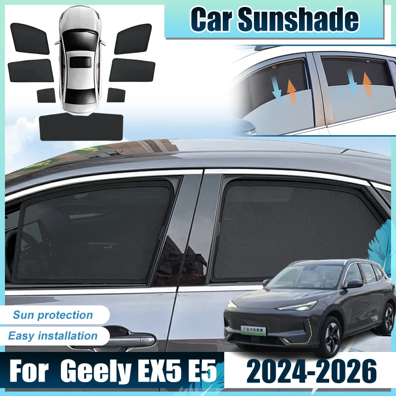 

For Geely EX5 Accessories Galaxy E5 2024 2025 2026 Car Front Rear Window Sun Shades Covers Anti UV Visors Sunshades Accesorios