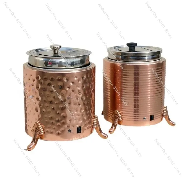 13L Large Capacity 304 Stainless Steel Electric Soup Warmer Commercial Porridge Kettle Buffet Soup Station Hotel Breakfast