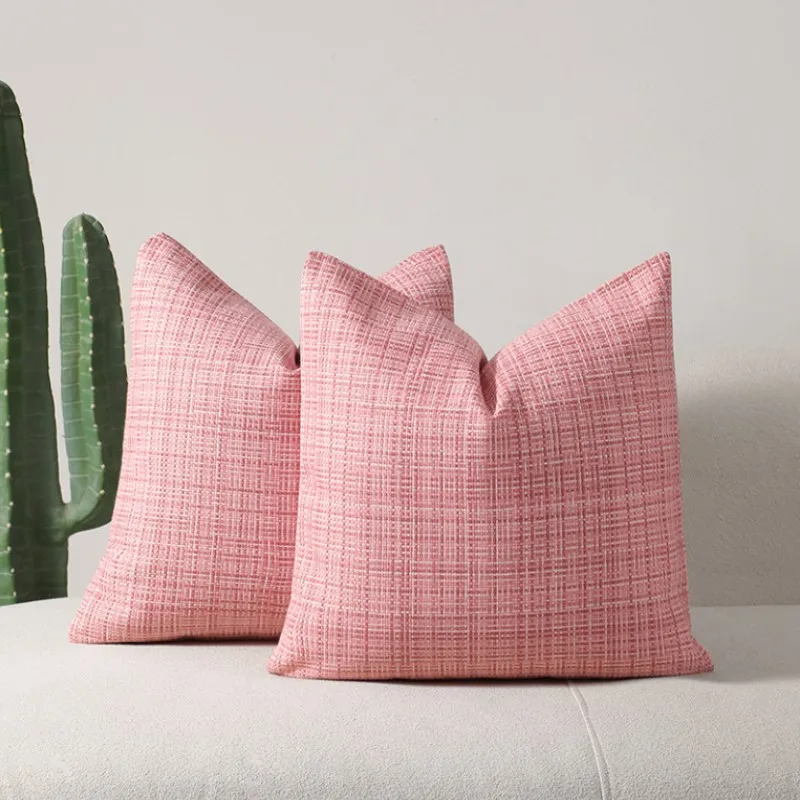 1/2 Stück 45 x 45 cm wasserdichte rosa Kissenbezüge für den Außenbereich, Bauernhaus-wasserabweisende Kissenbezüge für Zelt, Terrasse, Garten, Couch – Detail 1