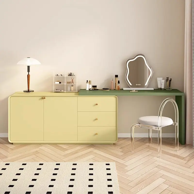 Removable Simple Vanity Desk Vintage Space Sturdy Drawers Dressing Vanity Desk Mirror Small Modern Commode Furniture For Home