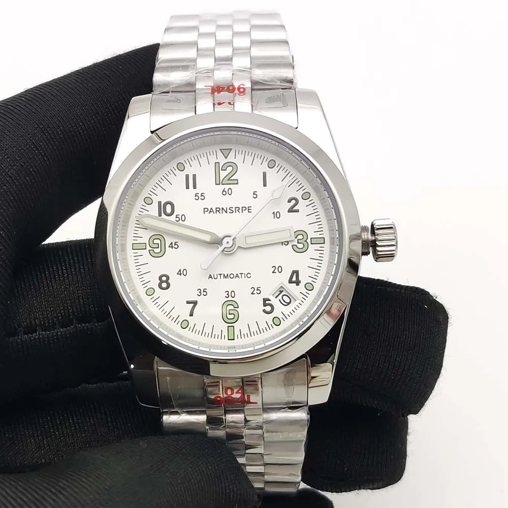 Мужские автоматические механические часы Panrper, 36 мм, водонепроницаемый корпус из нержавеющей стали, механизм NH35, прозрачная задняя крышка