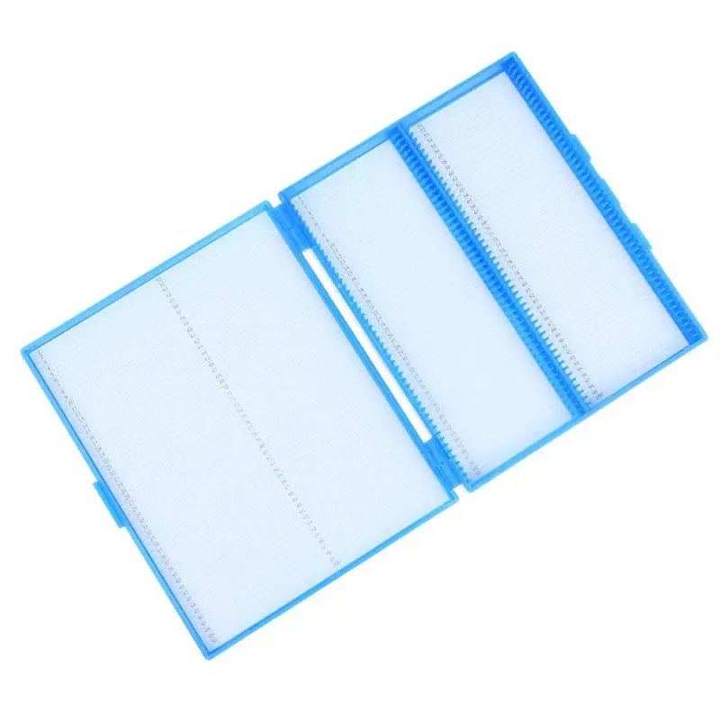 1PCS Blue100 Slides Plastic Rectangle Hold 100 Microslide Slide Microscope Box Laboratory Supplies Material Teaching