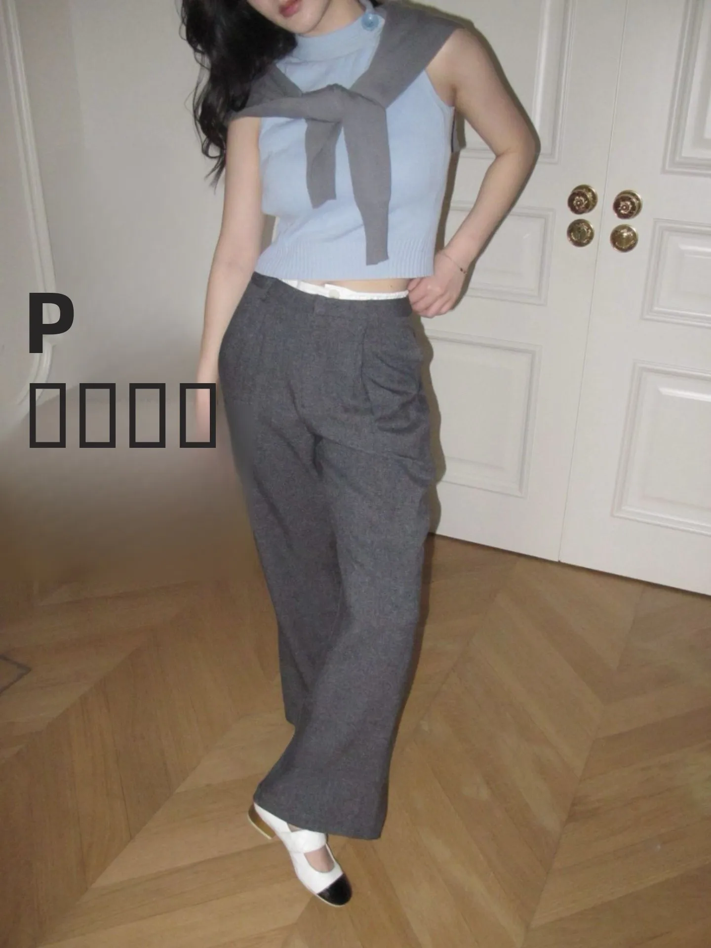 Feiedete Goose Dviation 小さくフレンドリーなデザイン プリーツウエスト ハイウエスト ストレートレッグ ロングパンツ レディース ビジネススーツ パンツ