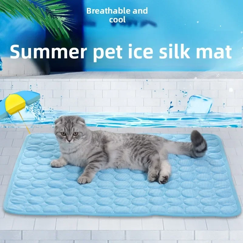 Tapete Gelado para Pets de Verão, Colchão Refrescante Respirável de Seda Gelada, Cama Lavável para Pets, Almofada Durável para Cães e Gatos, Suprimentos para Animais de Estimação para Casa e Exterior