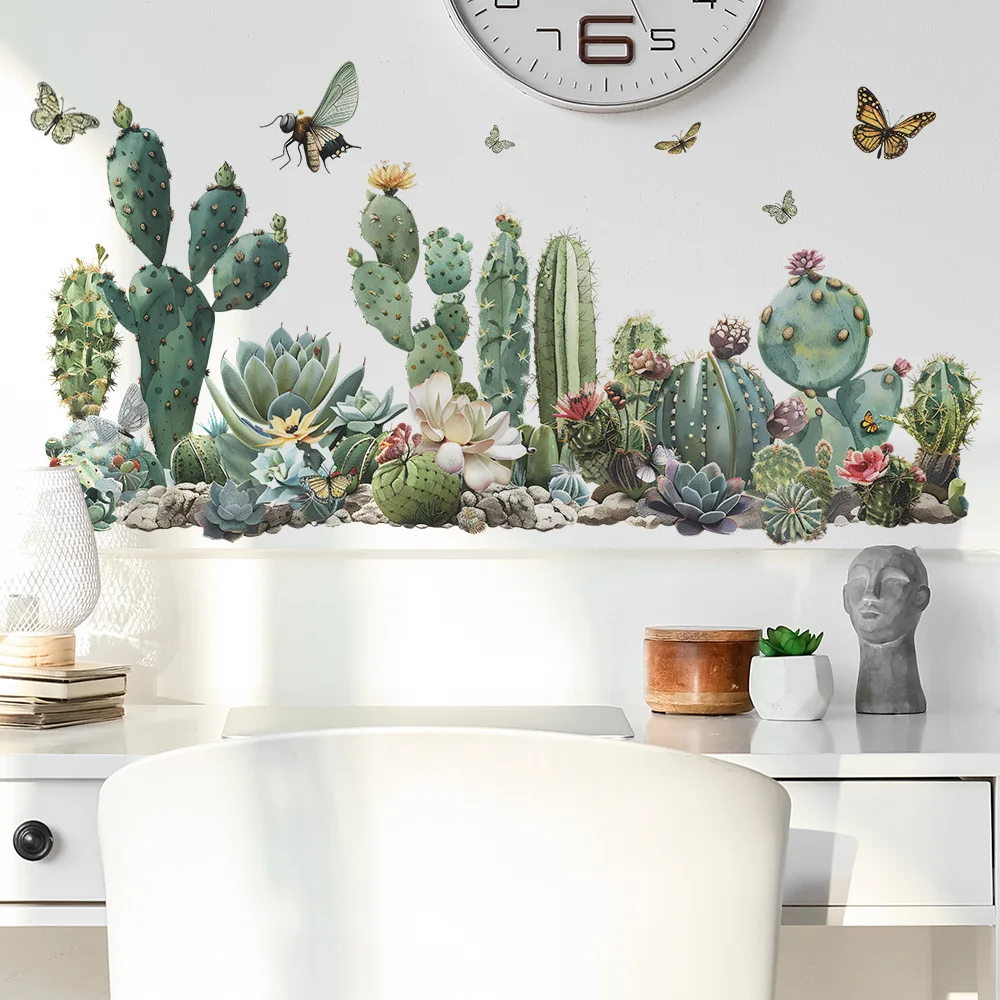 

Cactus Vinyl Tile Child Wall Sticker For Wall Decor Adhesive Wallpaper Furniture Sticker Bathroom Decoration Bedroom Accessories