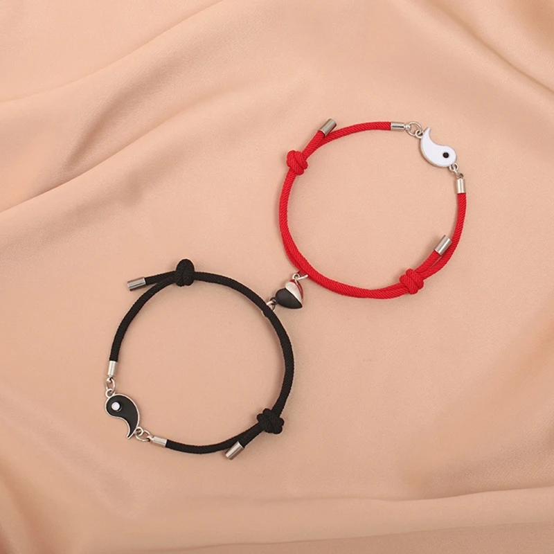 Heart Charm Yin Yang Set Matching for Chi Bracelets Gift for Him He