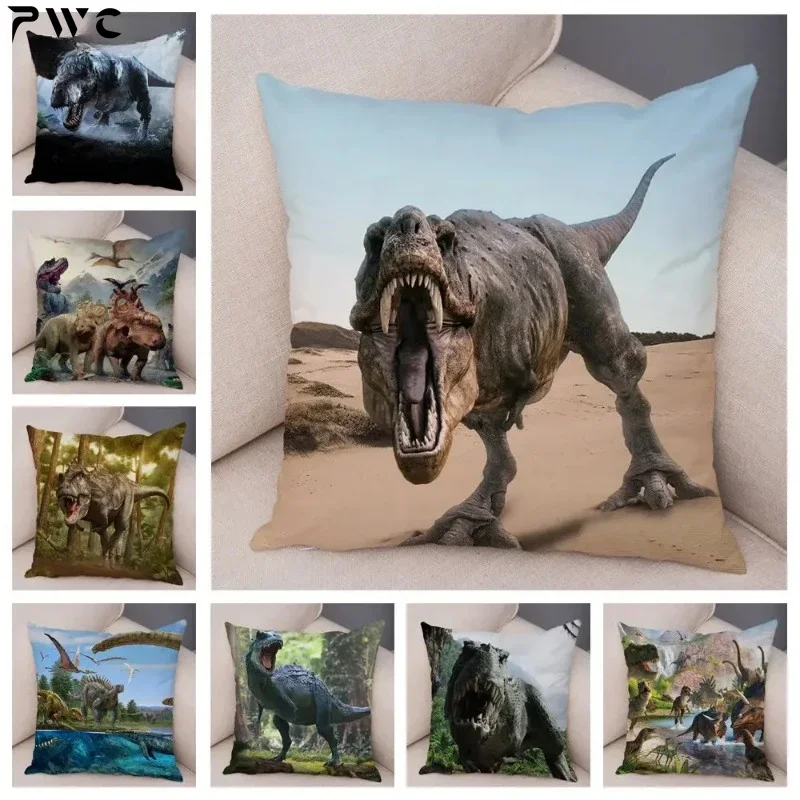 

Home Decor Jurassic Dinosaur Cushion Cover Decor Wildlife Print Pillow Cover Car Sofa For Bedroom Living Room funda de almohada
