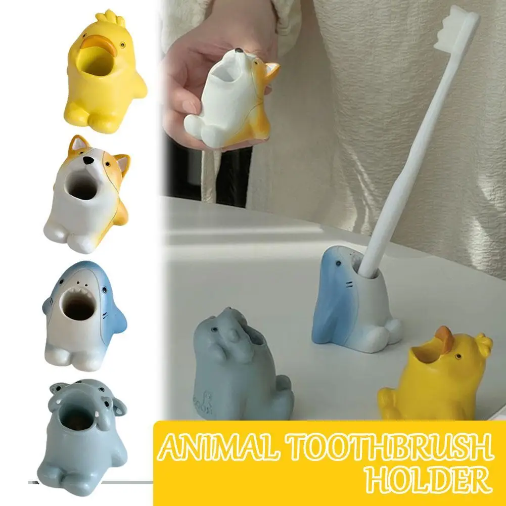 Cute Cartoon Animal Toothbrush Holder Corgi Shark Pencil Stand Stationery Storage Brush Makeup Decoration Countertop Organi R1Y6