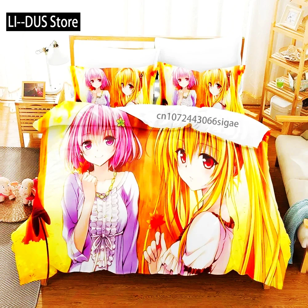 

2024 Anime Adult Boys Bedspread Single Double Queen King Size To Love Ru Duvet Cover Bed Set Quilt Cover Pillowcase