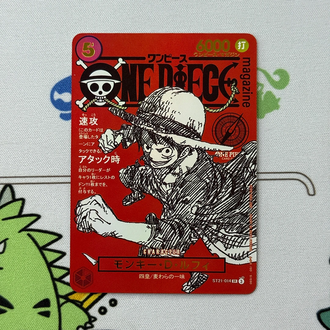 4 قطعة/المجموعة Diy اليابانية 2025 قطعة واحدة Promos # 014 بطاقة مجموعة Monkey D. Luffy One Oiece مجلة المجلد 20 ذاتية الصنع