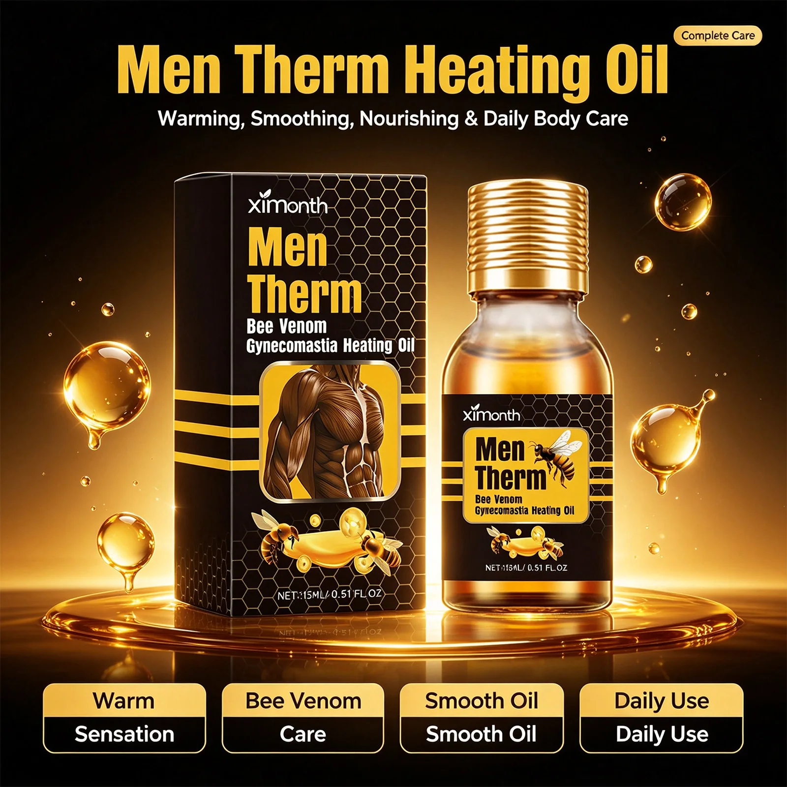 15ml/30ml Men's Chest Shaping Serum Enhances Chest Contour, Firmness and Delicate Soft Smooth Natural Healthy Radiance