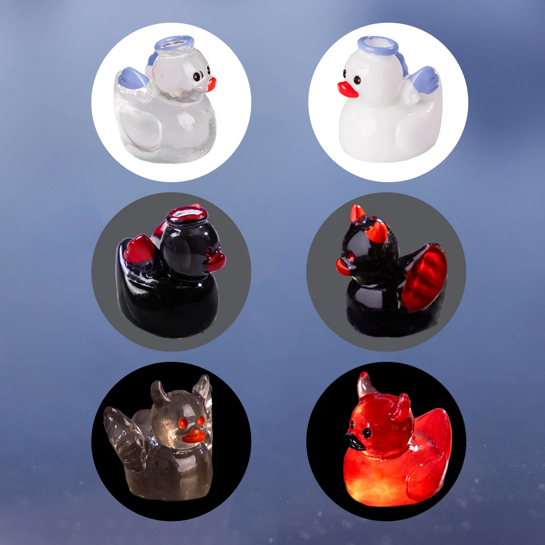6PCS cute angel duck and devil duck DIY accessories for jewelry pendant