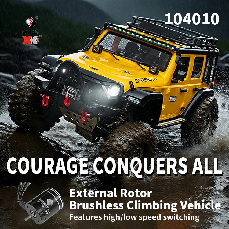 WLtoys 104010 Brushless 1/10 Professional RC Car Off Road 4x4 Motor 4WD Remote Control Climbing RC Crawler Adult Boy Toy Cars
