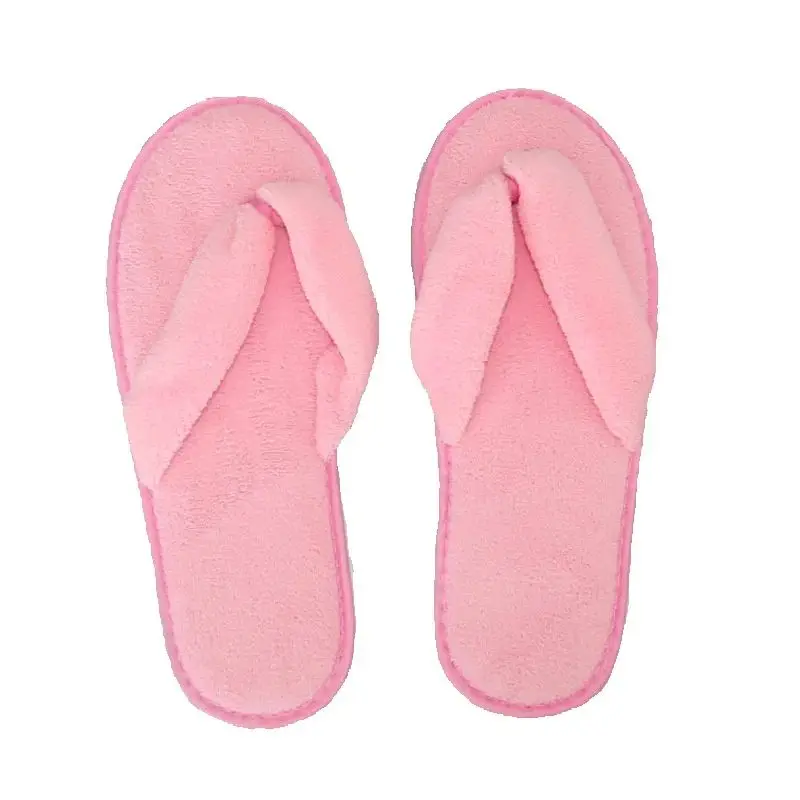 Women Solid Color Coral Fleece Slippers Soft Non-disposable Home Hospitality Slippers Party Gifts for Wedding Guests Slippers view 3