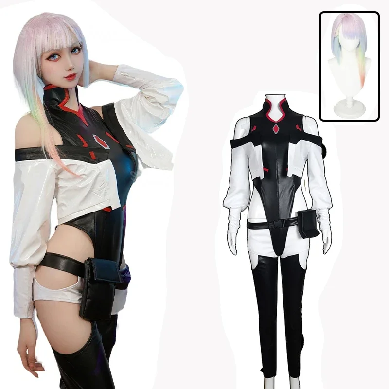 Costume de Cosplay Cyberpunk Edgerunners Lucy pour Femme, Combinaison de Batterie, Veste et Perruque Complète, Tenue d\'Halloween